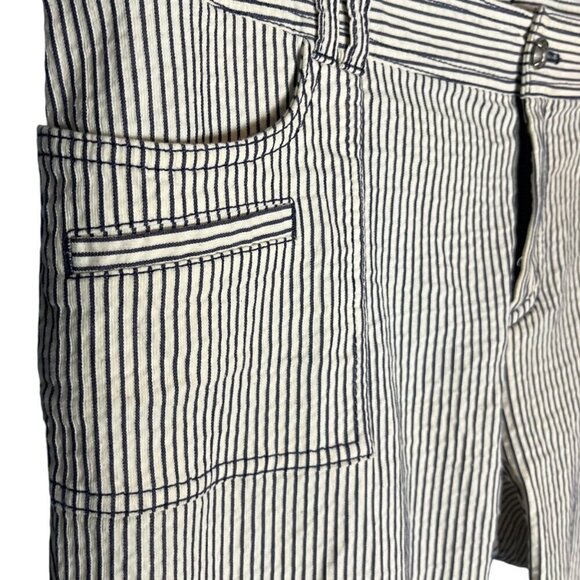 Hugo Boss Orange Women's 36x29 Pin Stripe Zip Ankle Pants Blue White Slim Fit - Picture 2 of 6